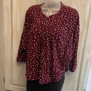 Maeve blouse burgundy with whit spots Sz ~> Small